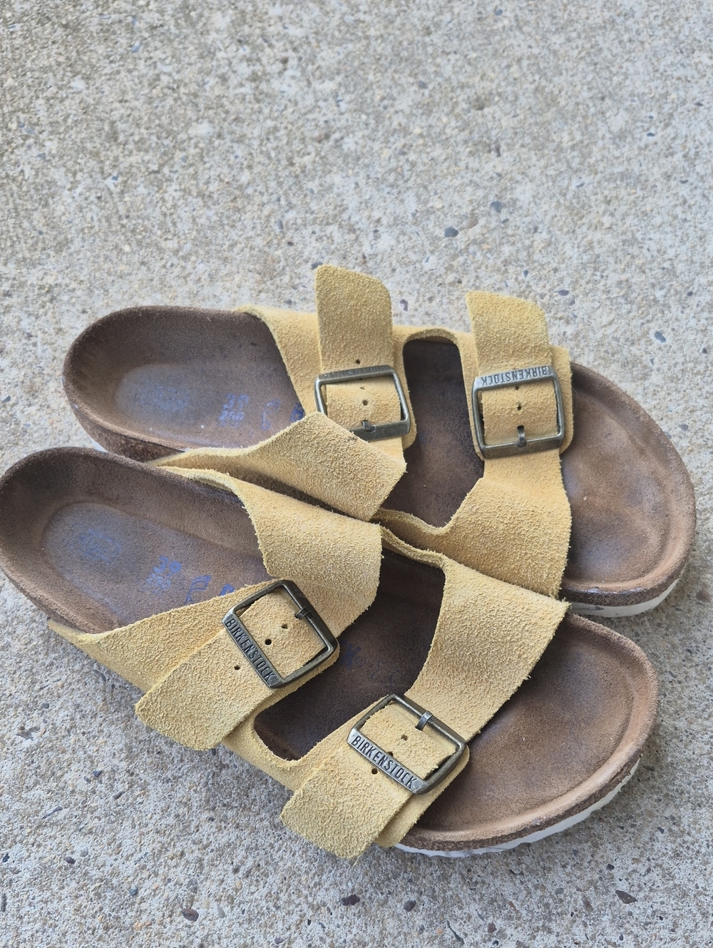 Birkenstock Arizona Maize Suede Softbed Sandals